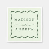 Serviette En Papier Mariage de cadre vert moderne (Devant)