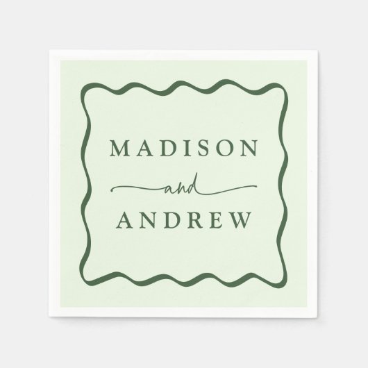 Serviette En Papier Mariage de cadre vert moderne (Devant)
