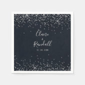 Serviette En Papier Mariage de calligraphie Argent Confetti Napkins (Devant)