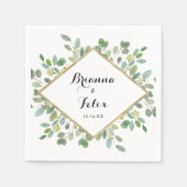 Serviette En Papier Mariage de calligraphie Eucalyptus géométrique or (Devant)