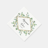 Serviette En Papier Mariage de calligraphie Eucalyptus géométrique or (Coin)