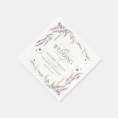 Serviette En Papier Mariage de calligraphie Fleur sauvage violet (Coin)