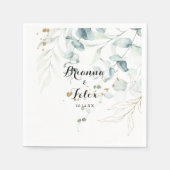 Serviette En Papier Mariage de calligraphie florale d'or Eucalyptus ru (Devant)