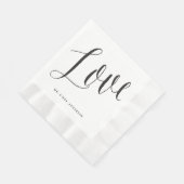 Serviette En Papier Mariage de calligraphie Love Chic Black Script (Coin)