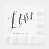 Serviette En Papier Mariage de calligraphie Love Chic Black Script (Devant)