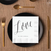Serviette En Papier Mariage de calligraphie Love Chic Black Script