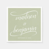 Serviette En Papier Mariage de calligraphie manuscrite moderne (Devant)