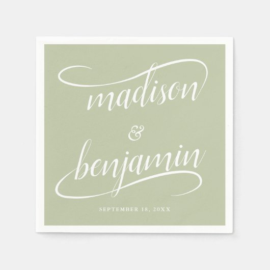 Serviette En Papier Mariage de calligraphie manuscrite moderne (Devant)