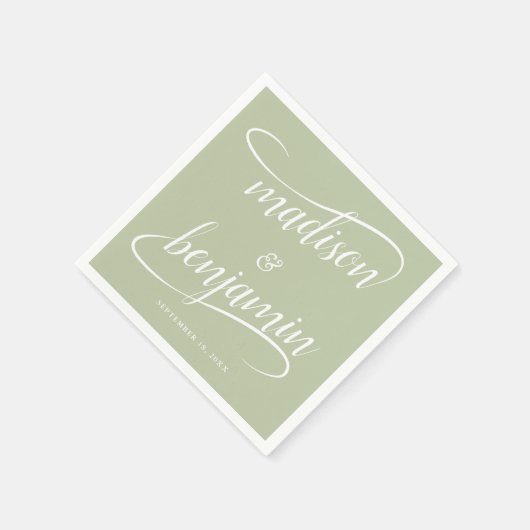 Serviette En Papier Mariage de calligraphie manuscrite moderne (Coin)