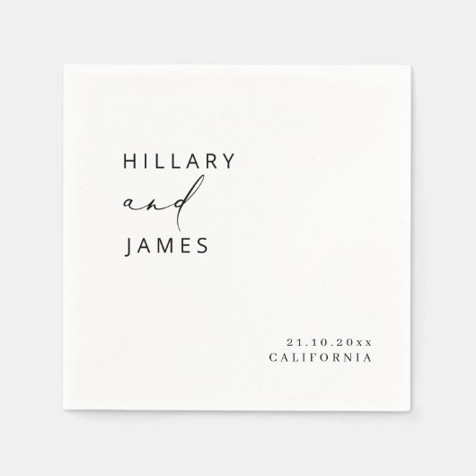 Serviette En Papier Mariage de calligraphie moderne et élégant (Devant)