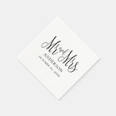Serviette En Papier Mariage de calligraphie noir et blanc. M. et mme (Coin)