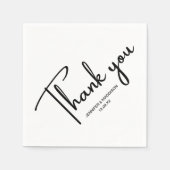 Serviette En Papier Mariage de calligraphie noir et blanc Merci (Devant)