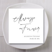 Serviette En Papier Mariage de calligraphie noir et blanc personnalisé