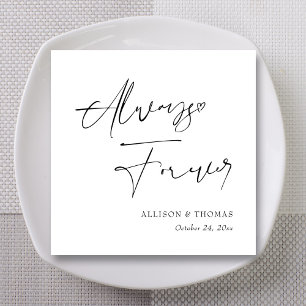 Serviette En Papier Mariage de calligraphie noir et blanc personnalisé