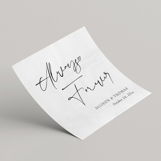 Serviette En Papier Mariage de calligraphie noir et blanc personnalisé