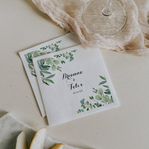 Serviette En Papier Mariage de calligraphie végétale de l'Eucalyptus v