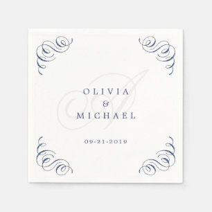 Serviette En Papier Mariage de calligraphie vintage élégant de la mari