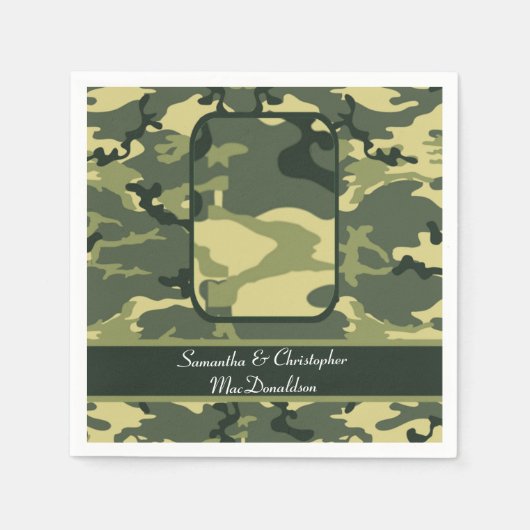 Serviette En Papier Mariage de camouflage militaire ou de chasse vert (Devant)