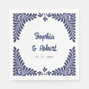 Serviette En Papier Mariage de carreaux bleu Talavera de la marine mex
