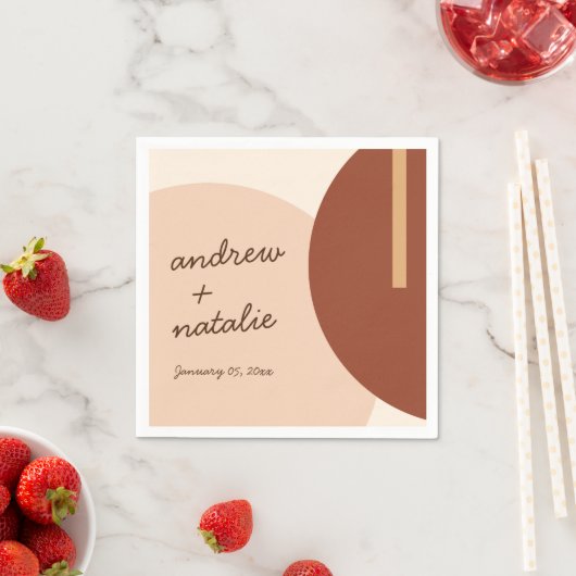 Serviette En Papier Mariage de cercles Abstraits de Boho moderne (En situation)