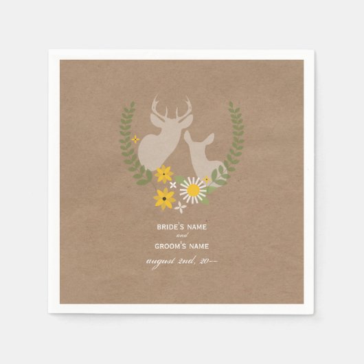 Serviette En Papier Mariage de cerfs inspirés par le carton (Devant)