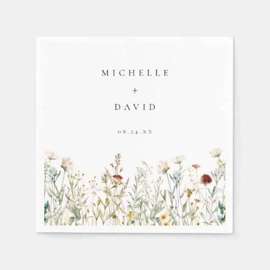 Serviette En Papier Mariage de champ Fleur sauvage Boho (Devant)