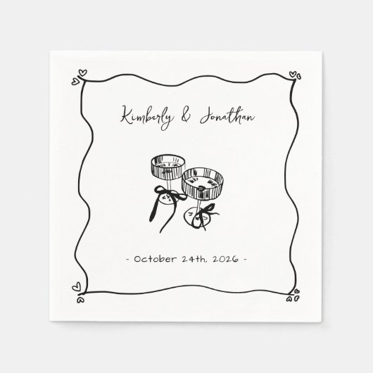 Serviette En Papier Mariage de champagne tiré à la main (Devant)