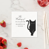 Serviette En Papier Mariage de chat noir Whimsical moderne (En situation)