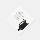 Serviette En Papier Mariage de chat noir Whimsical moderne (Coin)