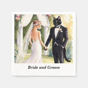 Serviette En Papier Mariage de chat sur le thème de la mariée et la ch