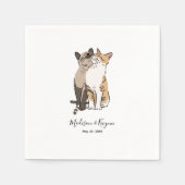 Serviette En Papier Mariage de chats mignons (Devant)