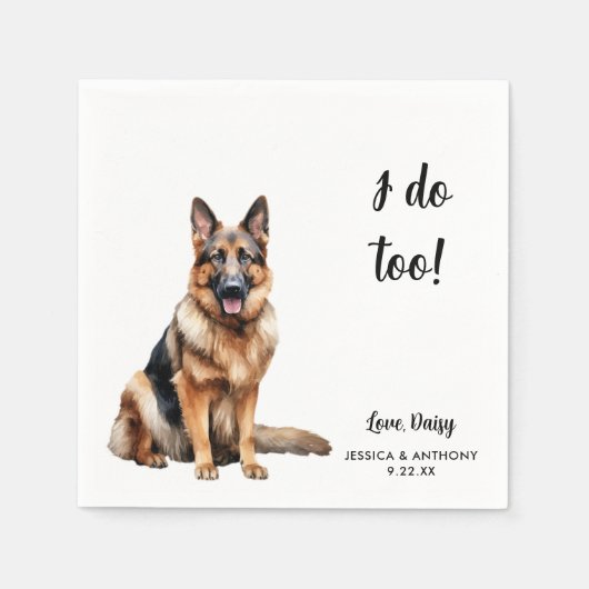 Serviette En Papier Mariage de chien berger allemand (Devant)