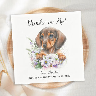 Serviette En Papier Mariage de chien Dachshund Cocktail personnalisé