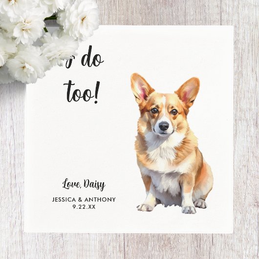 Serviette En Papier Mariage de Chien de Corgi