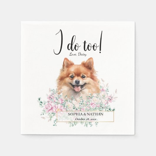Serviette En Papier Mariage de chien de Poméranie Cocktails Napkins (Devant)