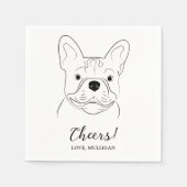 Serviette En Papier Mariage de chien de taureau français personnalisé (Devant)