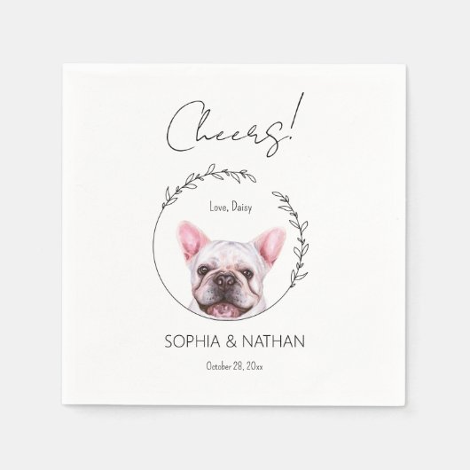 Serviette En Papier Mariage de chien de taureau simple français Cockta (Devant)
