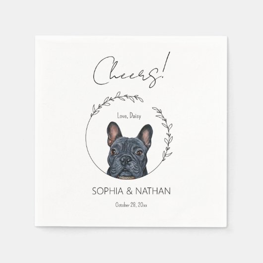 Serviette En Papier Mariage de chien de taureau simple français Cockta (Devant)