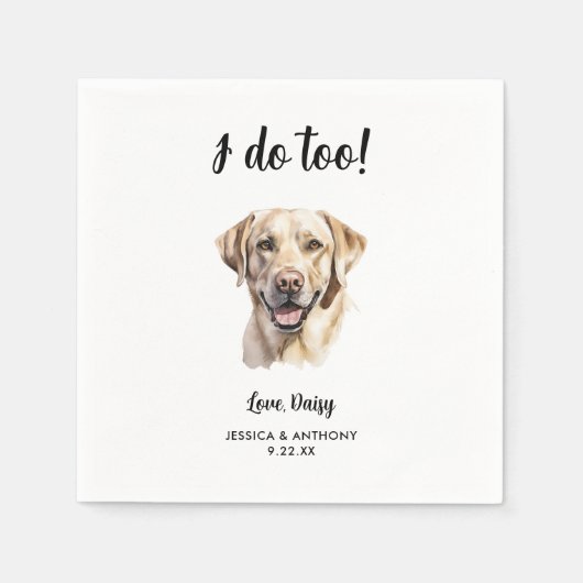 Serviette En Papier Mariage de chien du laboratoire jaune (Devant)