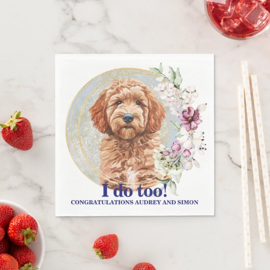 Serviette En Papier Mariage de chien Goldendoodle avec photo de chien (En situation)