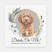 Serviette En Papier Mariage de chien Goldendoodle avec photo de chien (Devant)