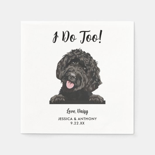 Serviette En Papier Mariage de chien Goldendoodle moderne personnalisé (Devant)