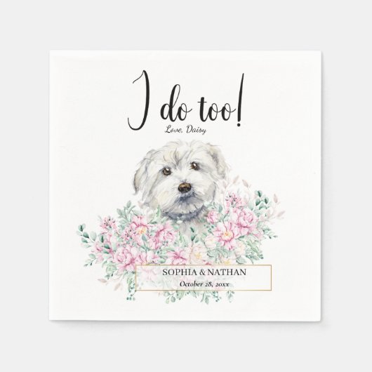 Serviette En Papier Mariage de chien maltais Cocktail serviettes (Devant)