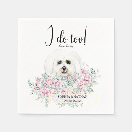 Serviette En Papier Mariage de chien maltais Cocktail serviettes (Devant)