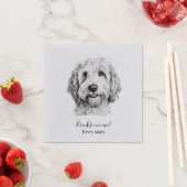 Serviette En Papier Mariage de chien personnalisé Napkin | Golden Dood (En situation)