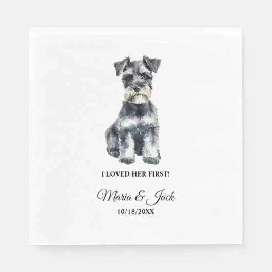 Serviette En Papier Mariage de chien Schnauzer miniature avec photo (Devant)