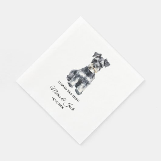 Serviette En Papier Mariage de chien Schnauzer miniature avec photo (Coin)