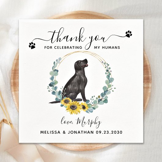 Serviette En Papier Mariage de chien sur mesure Merci Black Lab Cockta
