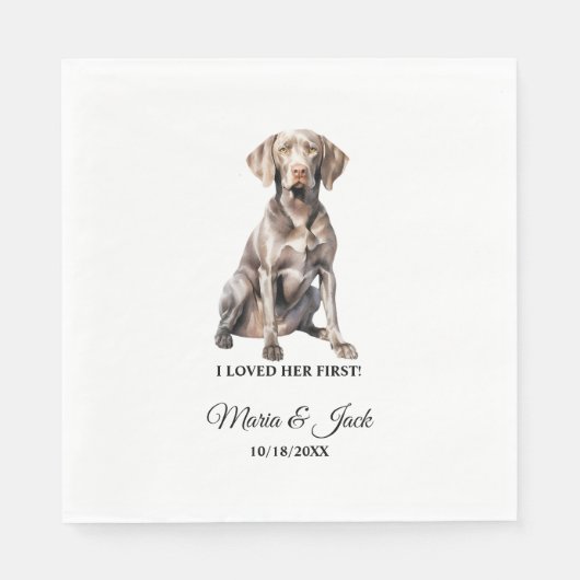 Serviette En Papier Mariage de chien Weimarer avec photo (Devant)