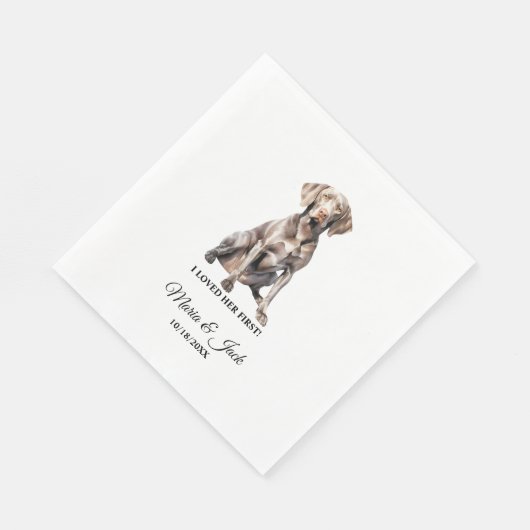 Serviette En Papier Mariage de chien Weimarer avec photo (Coin)